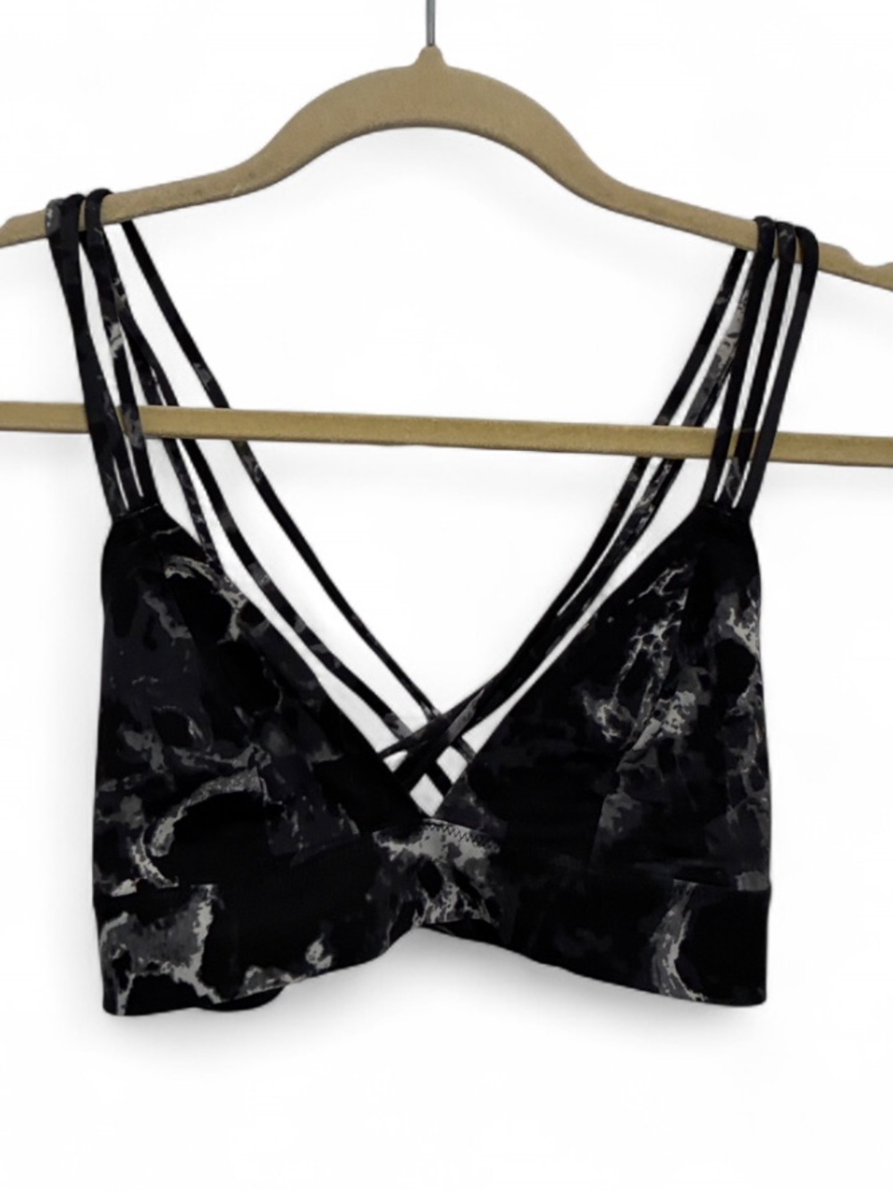 Pink Victoria’s Secret Bonded Black Marble-Print Strappy Bralette